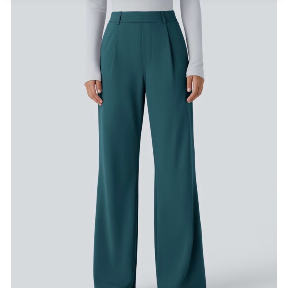 Halara Flex Day Stretch High Waisted Elegant Teal Wide-Leg Women's Pants